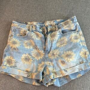 American Eagle Outfitters Floral Blue Jean Shorts
